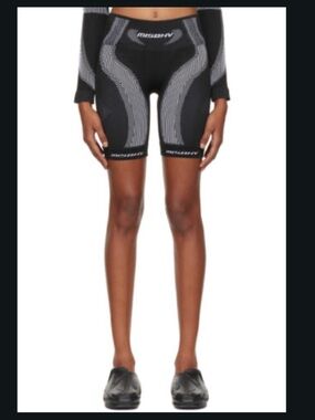 MISBHV Black Men's Athletic Cycling Shorts with Contrast Pattern